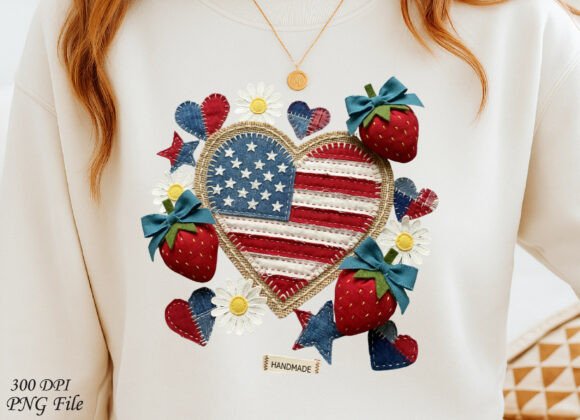 Boho 4th of July Strawberry Graphics for T-Shirt Designs
