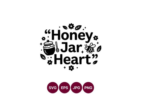 Honey Jar Heart Black and White Vector Graphics