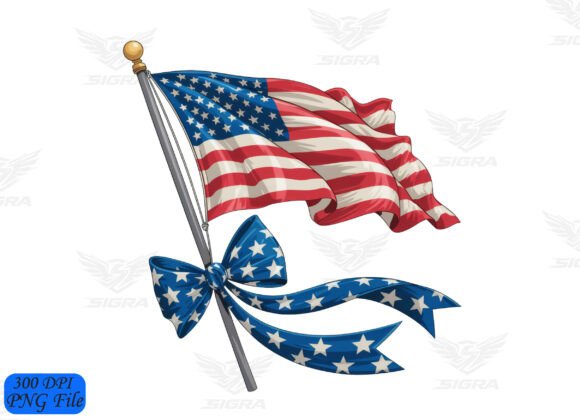 Patriotic Coquette SVG, Bow Flag PNG