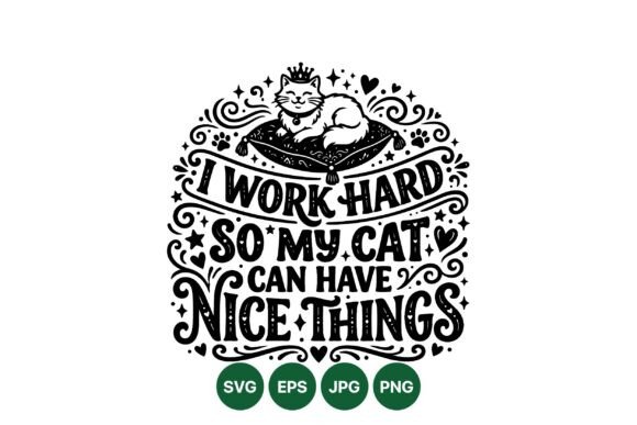 Work Hard Cat Graphic for Branding and Marketing
