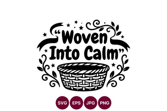 Woven Basket with Calm Quote Graphics for Handmade Creators